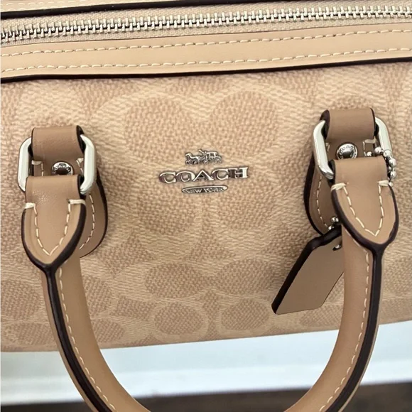 Coach Tan and Brown Signature Satchel MINI - Picture 5 of 15